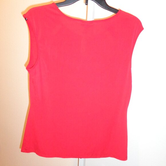 Mandy Evans Women's Red Polyester & Spandex Blouse Size Large Short Sleeve - Picture 10 of 10